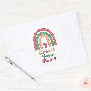 Erstellen Sie Ihren motivierend Boho Regenbogen. Runder Aufkleber