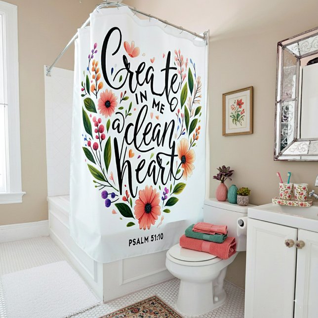 Erstellen Sie in mir ein sauberes Herz blühend Duschvorhang (Von Creator hochgeladen)