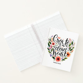 Erstellen Sie in mir ein sauberes Herz blühend Notizbuch