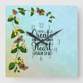 Erstellen Sie in mir einen reinen Herzpsalm 51: 10 Quadratische Wanduhr
