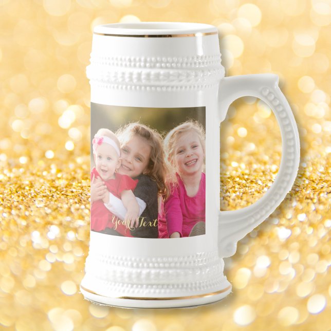 Erstellen Sie individuelle Beer Lover Stein Foto T Bierglas (Create Custom Beautiful Beer Lover Stein Photo Mug)