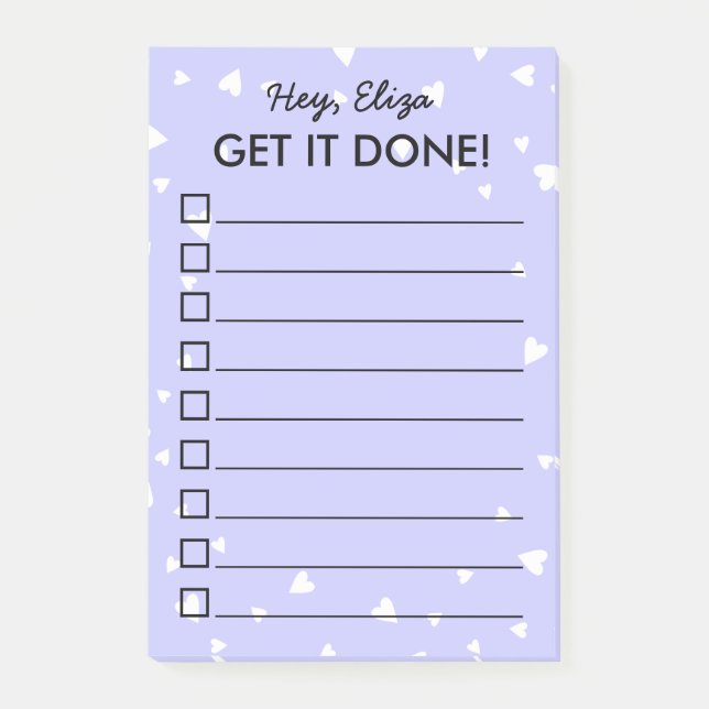 Erstellen Sie Lila Hearts, um Individuelle Name au Post-it Klebezettel (Vorderseite)