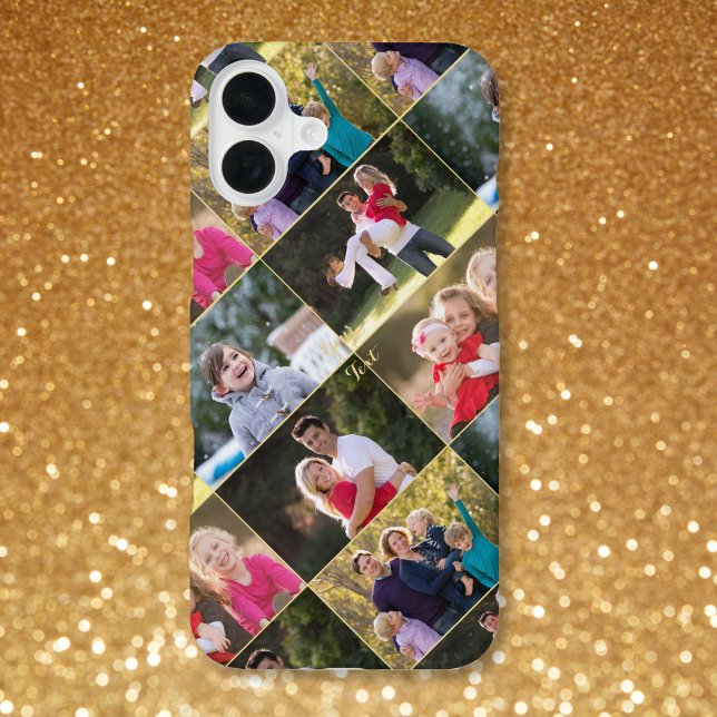 Erstellen Sie Mit Monogramm 5 Collage Family Kids iPhone Hülle (Create 5 Photo Collage Family Kids Monogrammed iPhone Case)
