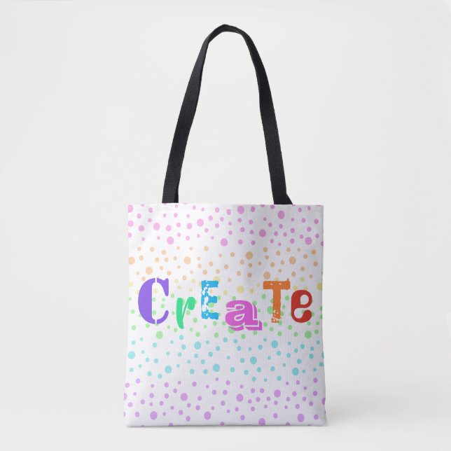 Erstellen Sie mit Rainbow Polka Dots Tote Bag (Vorderseite)