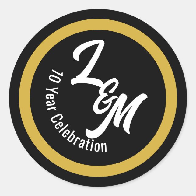 Erstellen Sie Personalisierte Schwarz-weiße Goldkl Runder Aufkleber (Vorderseite)