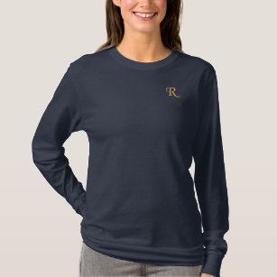 Erstellen von benutzerdefinierten Frauen Gold Mono Besticktes Langarmshirt