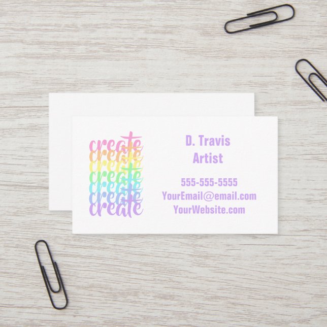 Erstellen von "Pastell Rainbow Business Cards" Visitenkarte (Vorderseite/Rückseite Beispiel)