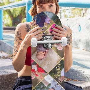 Erstellen von Personalisierten 5-Foto Collage Gold Skateboard