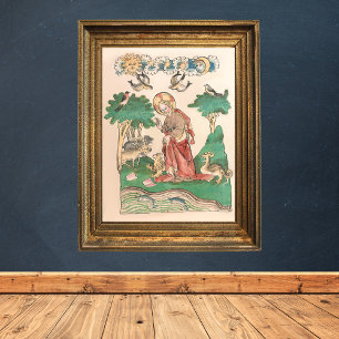 Erstellung der Welt - Bibelmittelalterliches Manus Poster