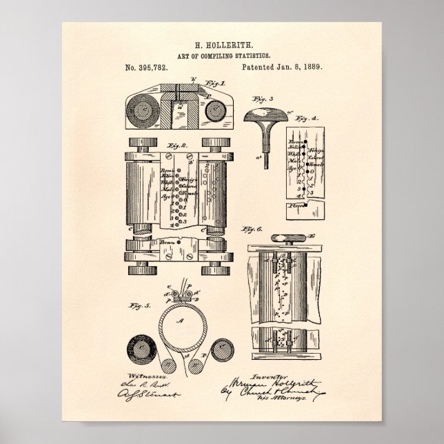 Erstellung von Statistiken 1889 Patent Art Old Pep Poster (Vorne)
