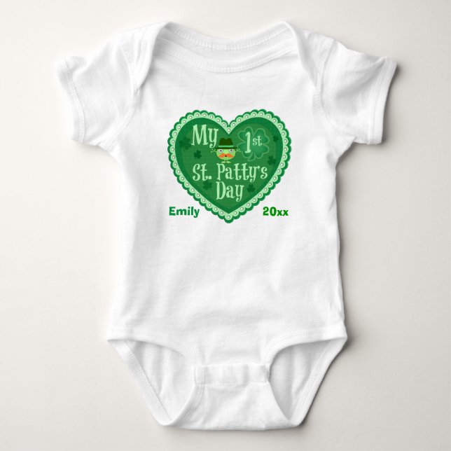Ersten St Patrick Tageskundenspezifischer Baby Strampler (Vorderseite)