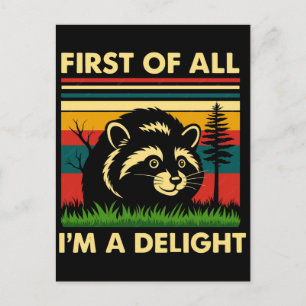 Erstens Bin Ich Ein Entzückendes Waschbär-T-Shirt Postkarte