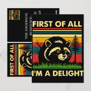 Erstens Bin Ich Ein Vergnügen Waschbär T-Shirt Postkarte