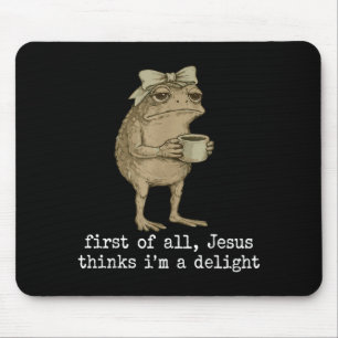 Erstens denkt Jesus, ein entzückender süßer Bogen  Mousepad