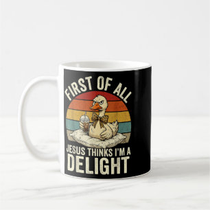 Erstens denkt Jesus, ein Gänsedesign ist entzücken Kaffeetasse