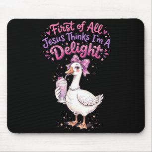 Erstens denkt Jesus, ein Vergnügen lustiges Gänse- Mousepad