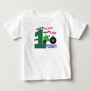 Erster 1. Geburtstag - grüner Traktorpflug und Sp Baby T-shirt