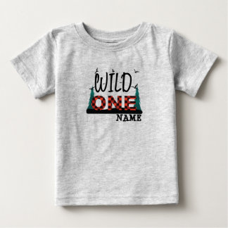 Erster 1. Geburtstag wild ein Büffel kariertes Shi Baby T-shirt