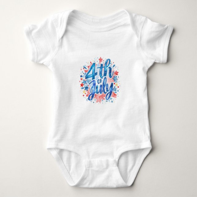 Erster 4. Juli Aquarell Baby Strampler (Vorderseite)