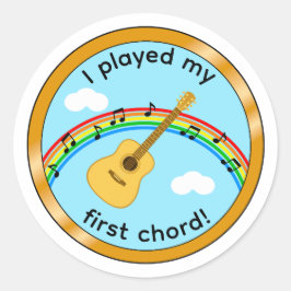 Erster Akkord Akustikgitarre Kinder Medaillen Aufk Runder Aufkleber