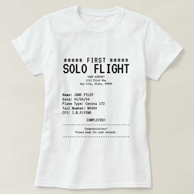 Erster Alleinflug T-Shirt (Design vorne)