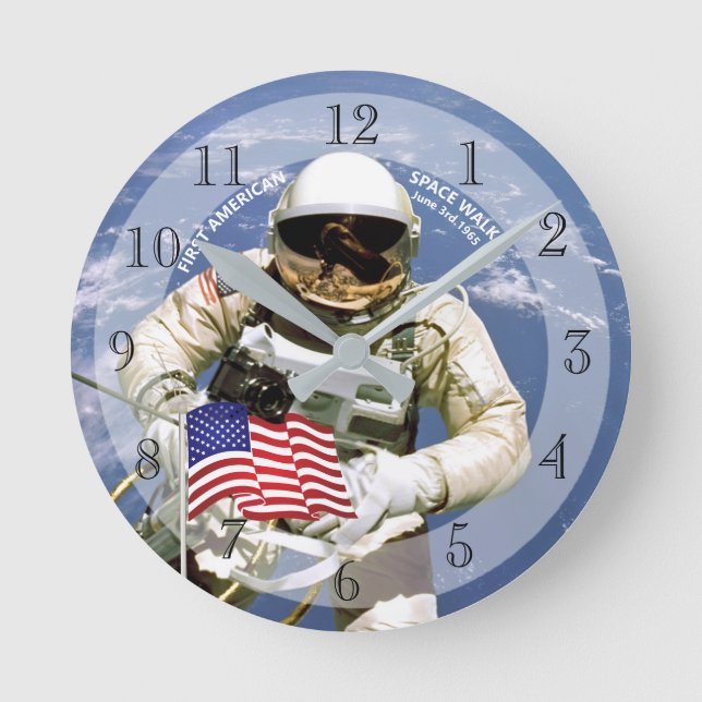 Erster amerikanischer Astronautenweg Runde Wanduhr (Vorderseite)