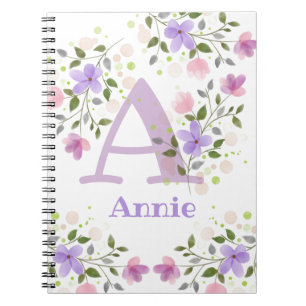 Erster Anfangsbuchstabe Plus Name Annie mit Blumen Notizblock