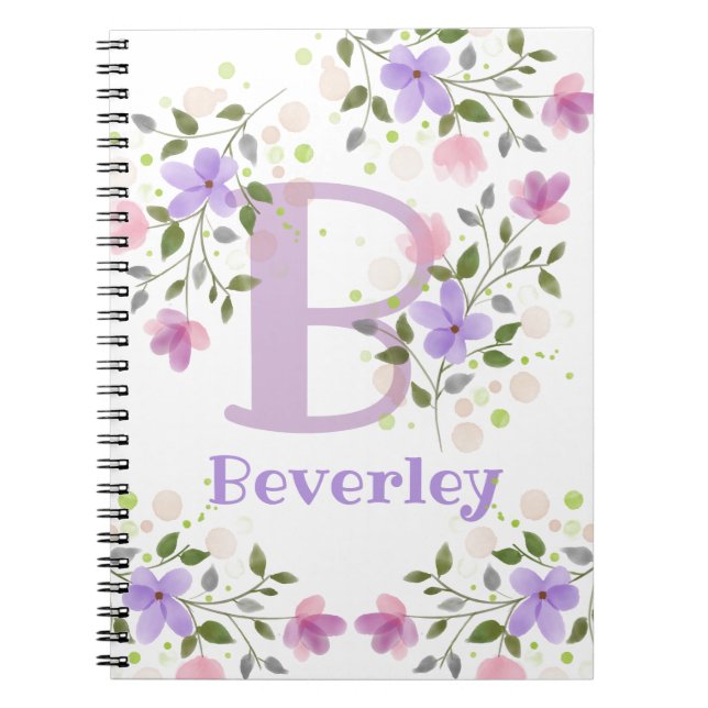 Erster Anfangsbuchstabe plus Name Beverley mit Blu Notizblock (Vorderseite)