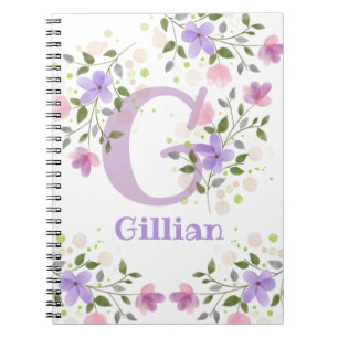 Erster Anfangsbuchstabe Plus Name Gillian mit Blum Notizblock