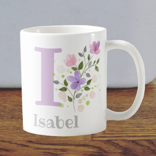 Erster Anfangsbuchstabe Plus Name Isabel mit Blume Kaffeetasse