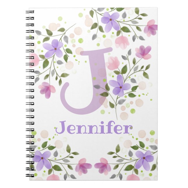 Erster Anfangsbuchstabe Plus Name Jennifer mit Blu Notizblock (Vorderseite)
