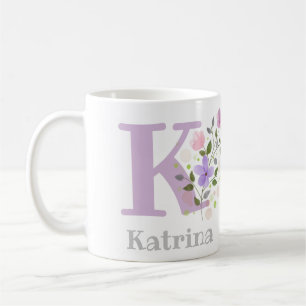 Erster Anfangsbuchstabe plus Name Katrina mit Blum Kaffeetasse