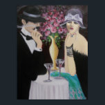 ERSTER DATUM, ART DECO POSTER<br><div class="desc">Original Acrylkunstmalerei Deko... ... ... Ein Paar auf einem ersten Datum, faszinierend und geheimnisvoll. Ein romantischer Tisch mit einer großen Vase aus Rose, niedrigen Lampen und einem Tisch, der von der überfüllten Atmosphäre abgeschnitten ist, erzählt eine Geschichte. Ein großartiges Gemälde, das ein großartiges Gesprächsstück sein kann und in Ihrer Zuhause...</div>
