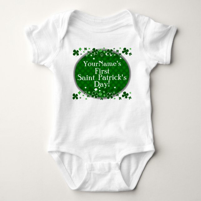 Erster des Heiligen Patrick des personalisierten Baby Strampler (Vorderseite)