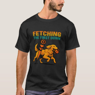 Erster Down Holen Lustiger Football Golden Retriev T-Shirt