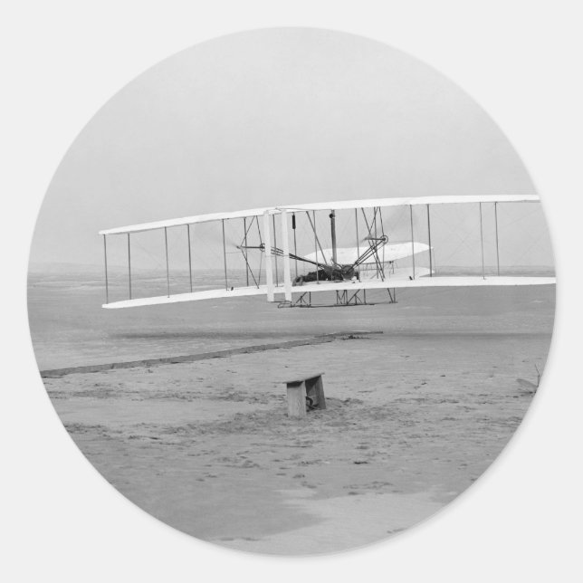Erster erfolgreicher Flug des Wright-Flyers Runder Aufkleber (Vorderseite)