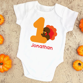 Erster Erntedank Orange Brown Personalisiert Baby Strampler