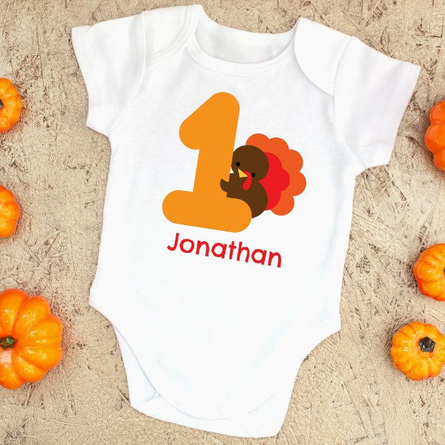 Erster Erntedank Orange Brown Personalisiert Baby Strampler (Von Creator hochgeladen)