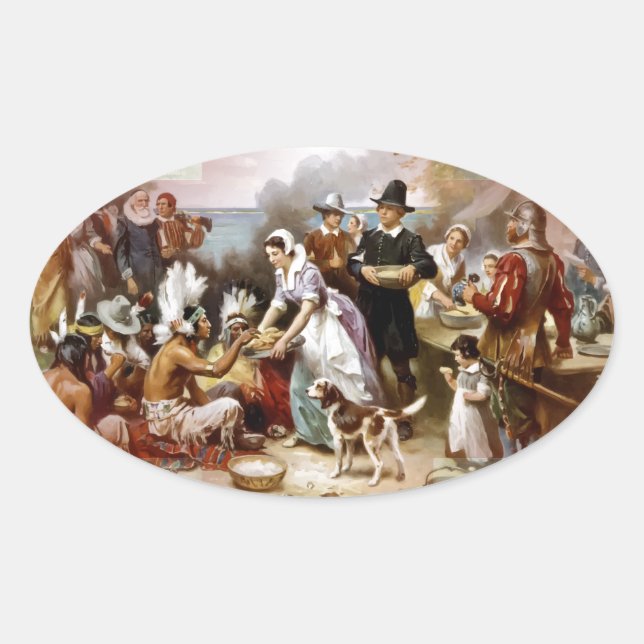 erster Erntedank Ovaler Aufkleber (Vorderseite)