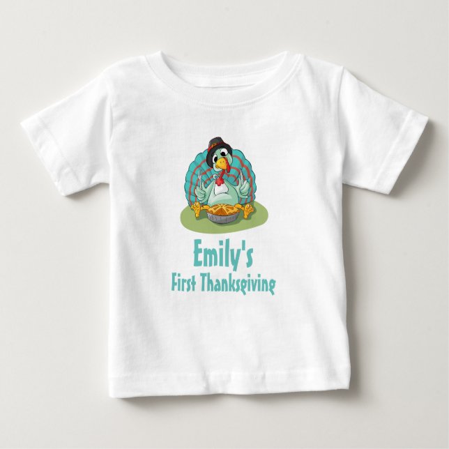 Erster Erntedank Türkei Eating Pumpkin Baby T-shirt (Vorderseite)