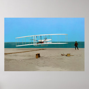 Erster Flug der Brüder Wright Vintage-Flugzeug Poster