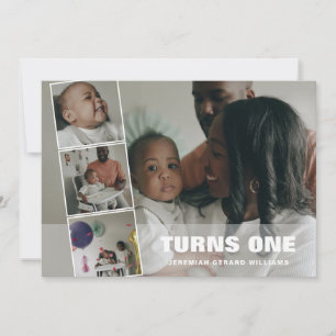 Erster Geburtstag 4 Foto Collage Geburtstag Ankünd Feiertagskarte