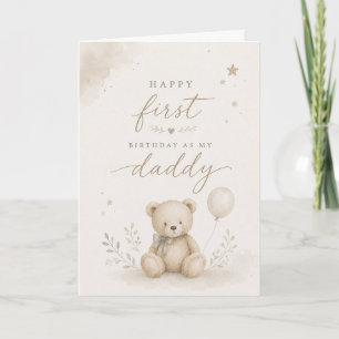 Erster Geburtstag als mein Daddy Watercolor Teddyb Karte