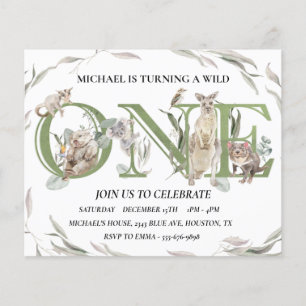 Erster Geburtstag Australischer Wilder Einer Tiere Flyer