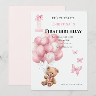 Erster Geburtstag Baby Mädchen Einladung