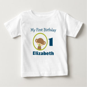 Erster Geburtstag Baby Safari-Affe mit Schnuller Baby T-shirt