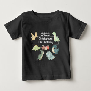 Erster Geburtstag Baby Wasserfarbe Süßer Dinosauri T-shirt