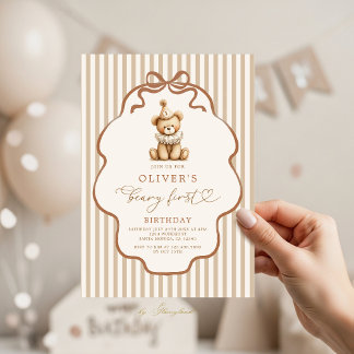 Erster Geburtstag Beary Einladung