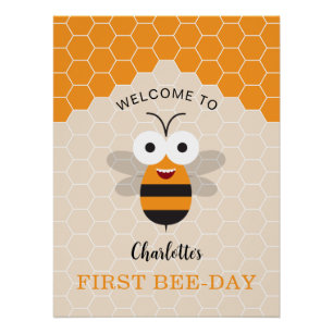 Erster Geburtstag Bienen-Tag Süße Honigbiene Willk Poster