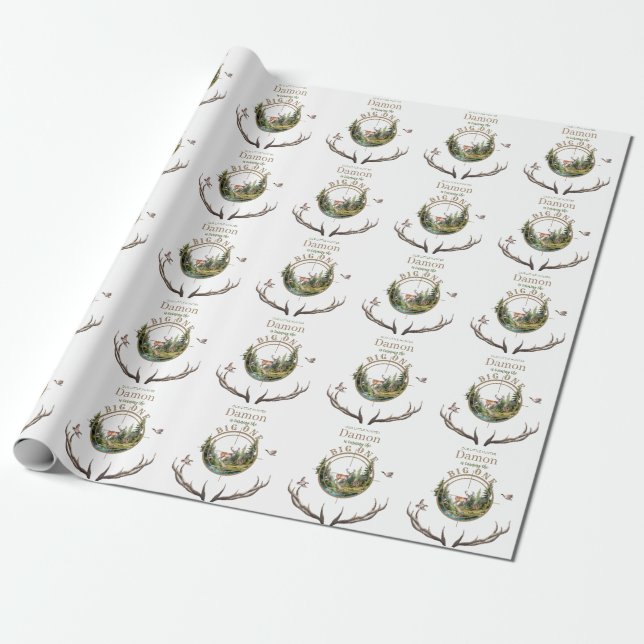 Erster Geburtstag Big One Jagd Geschenkpapier (Ungerollt)